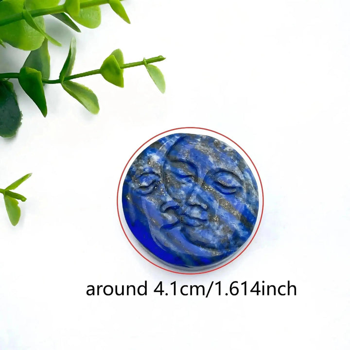 Lapis Lazuli Sun & Moon Face Carving | Hand Carved Stone