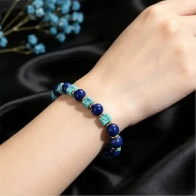 Lapis Lazuli and Blue Howlite Bead Bracelet