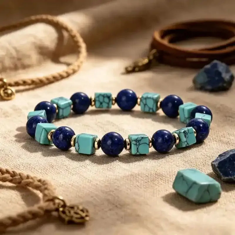 Lapis Lazuli and Blue Howlite Bead Bracelet