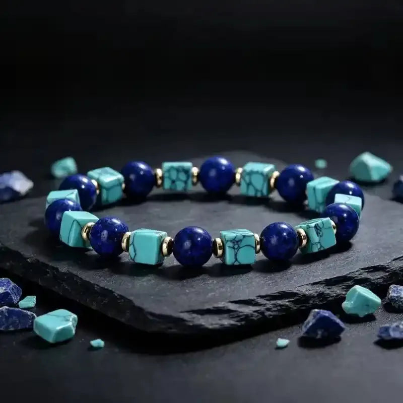 Lapis Lazuli and Blue Howlite Bead Bracelet