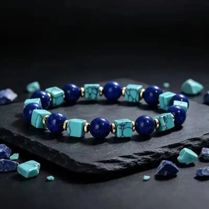 Lapis Lazuli and Blue Howlite Bead Bracelet