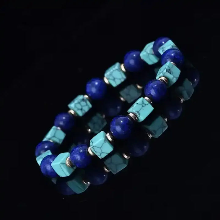 Lapis Lazuli and Blue Howlite Bead Bracelet