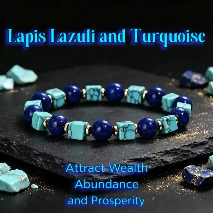 Lapis Lazuli and Blue Howlite Bead Bracelet