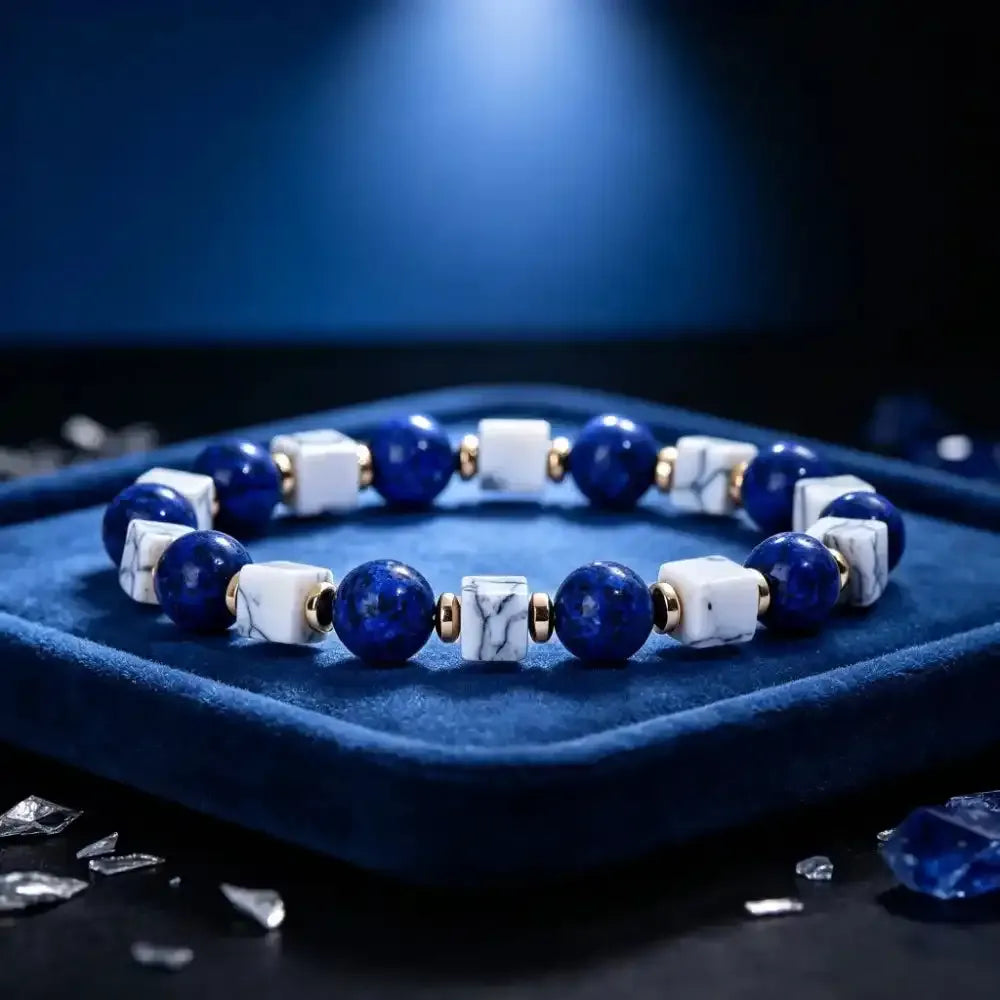 Lapis Lazuli and Howlite Bead Bracelet