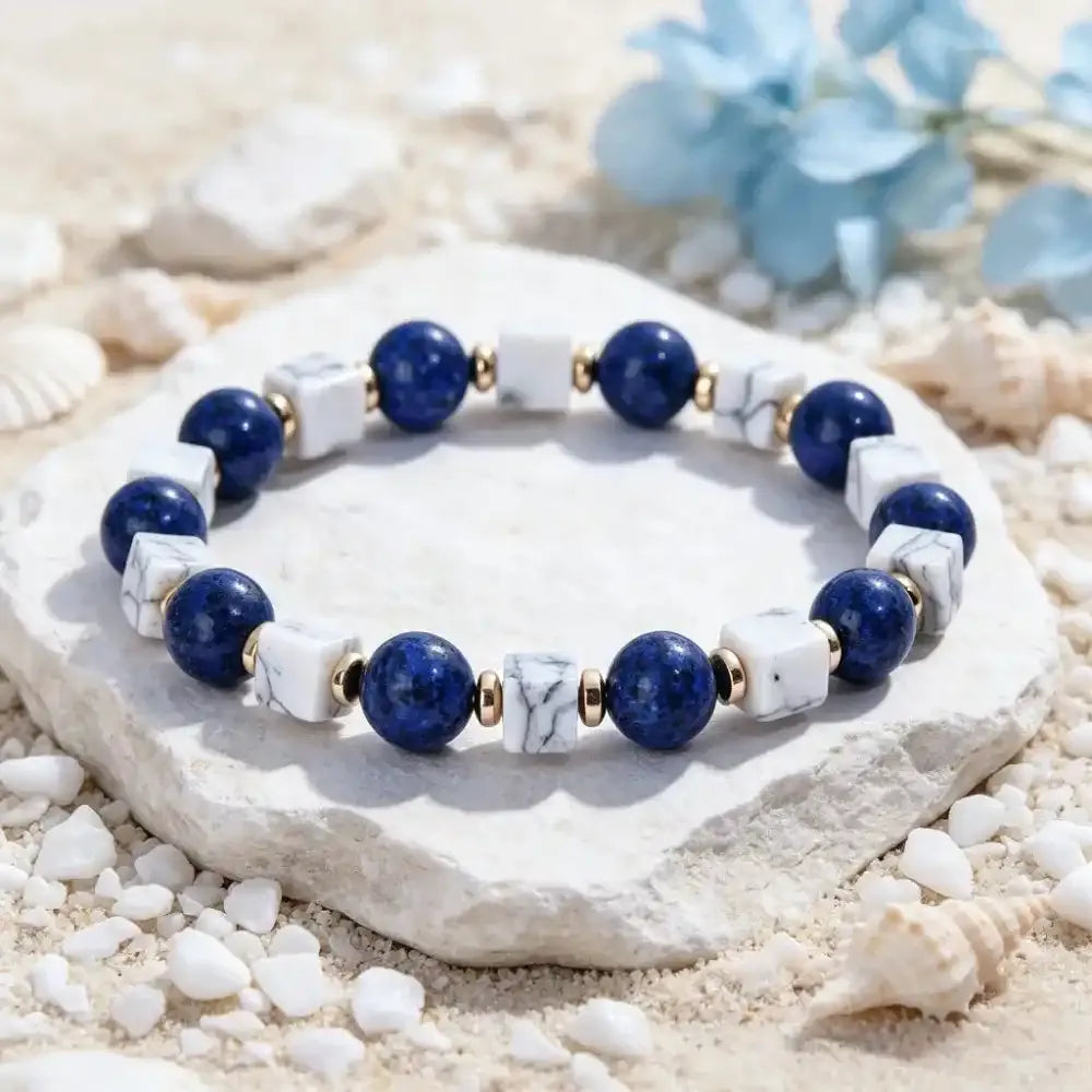 Lapis Lazuli and Howlite Bead Bracelet