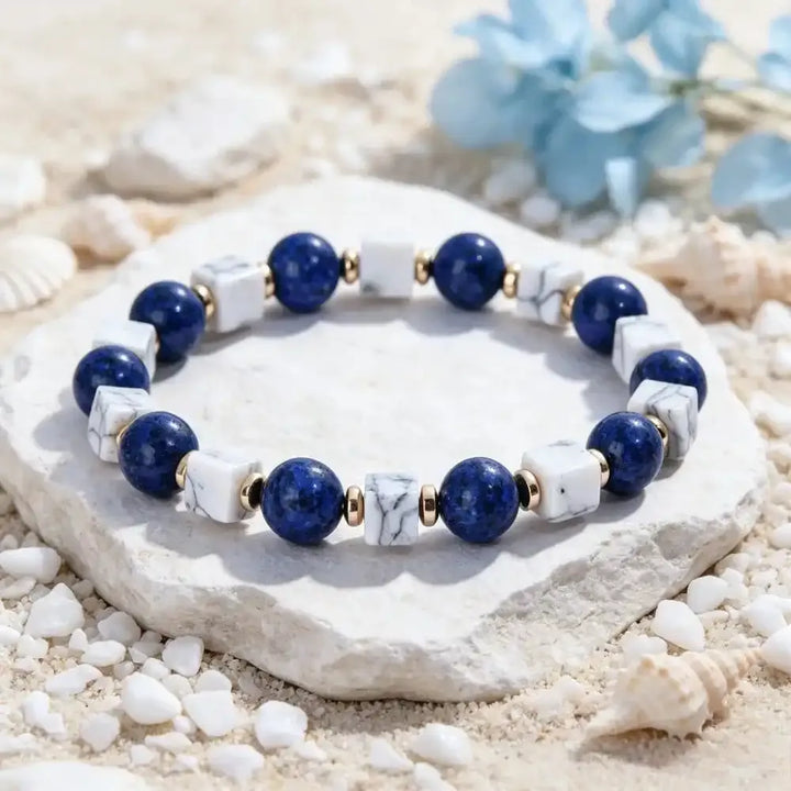 Lapis Lazuli and Howlite Bead Bracelet