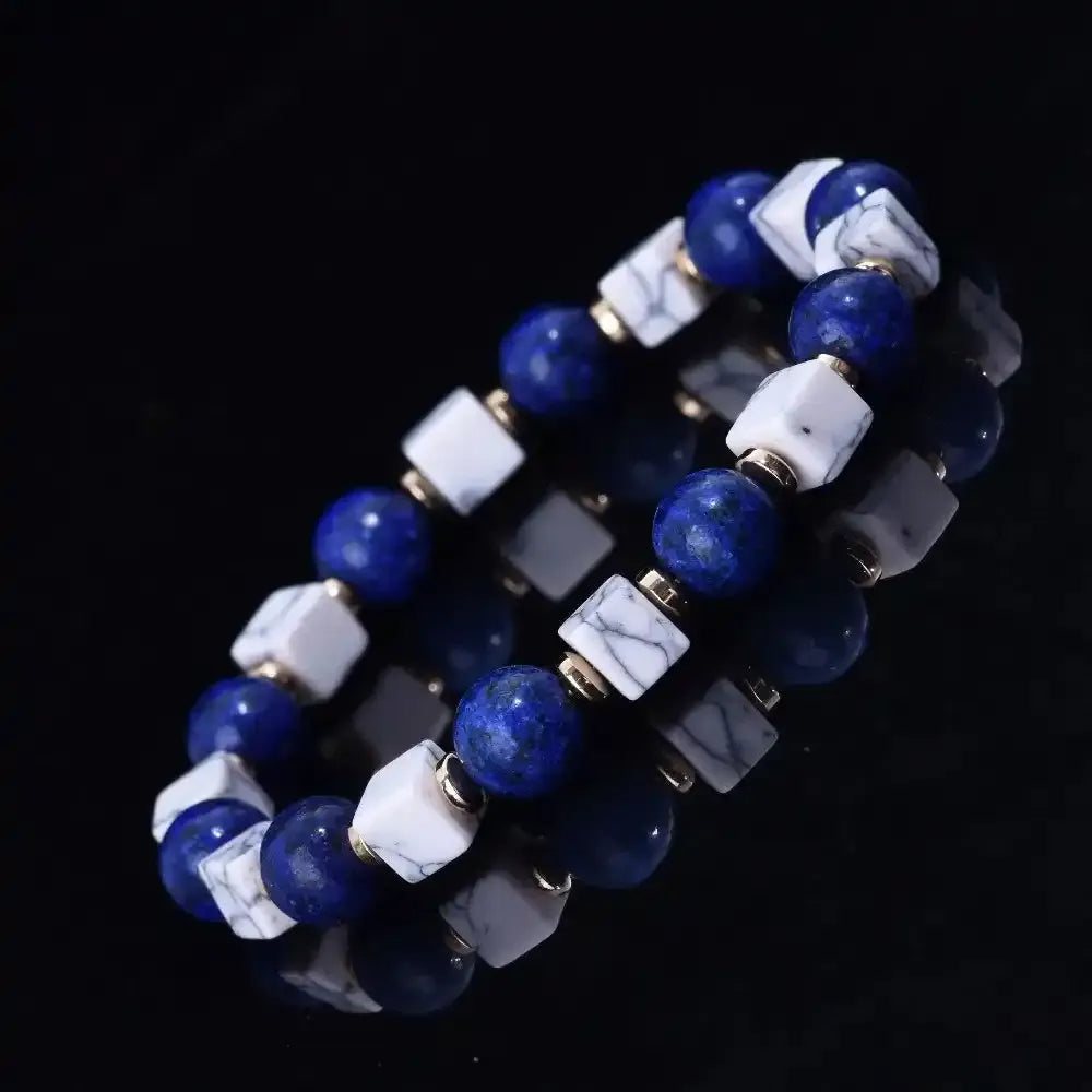 Lapis Lazuli and Howlite Bead Bracelet
