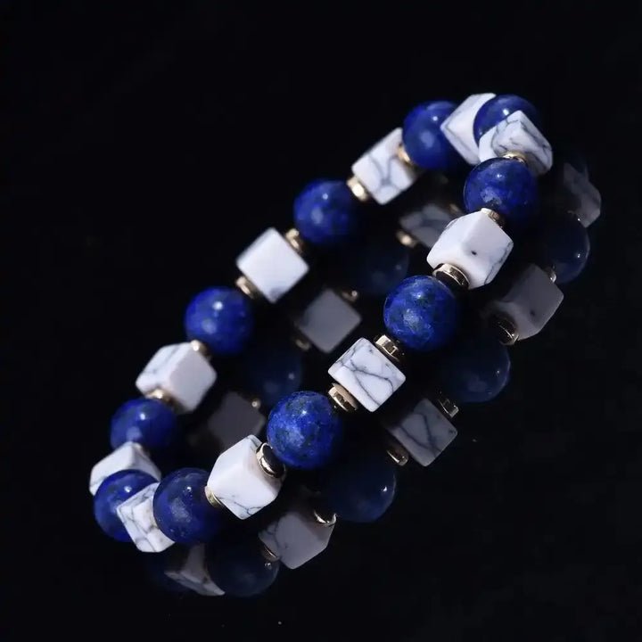 Lapis Lazuli and Howlite Bead Bracelet