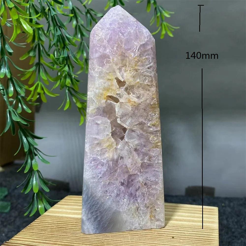 140mm Natural Amethyst Geode Tower, a stunning purple crystal point for healing, meditation, and home decor.