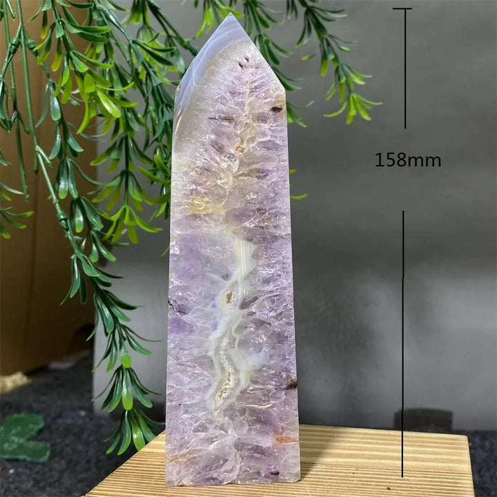 158mm natural amethyst geode tower with purple crystal clusters, perfect for healing, meditation, and home decor.