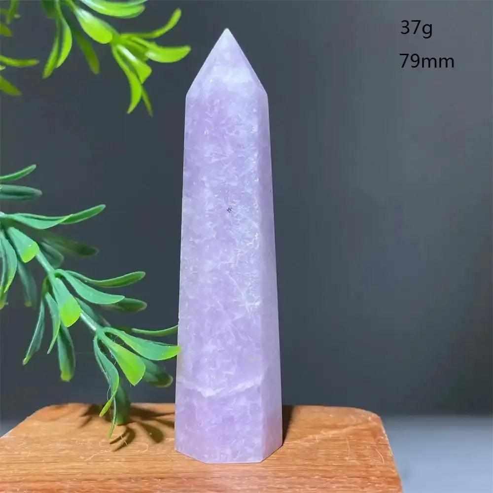 Polished lilac Lepidolite tower point, 37g and 79mm, a calming crystal for focus and Heart Chakra healing.