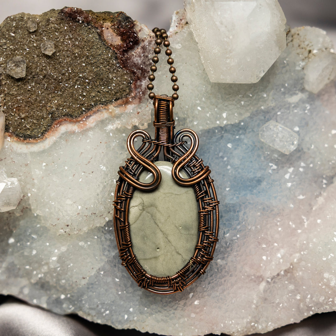 Magnesite Wire Wrap Pendant-Wire Wraps-Crystal Destiny-Magnesite-2.75"-Crystal Destiny