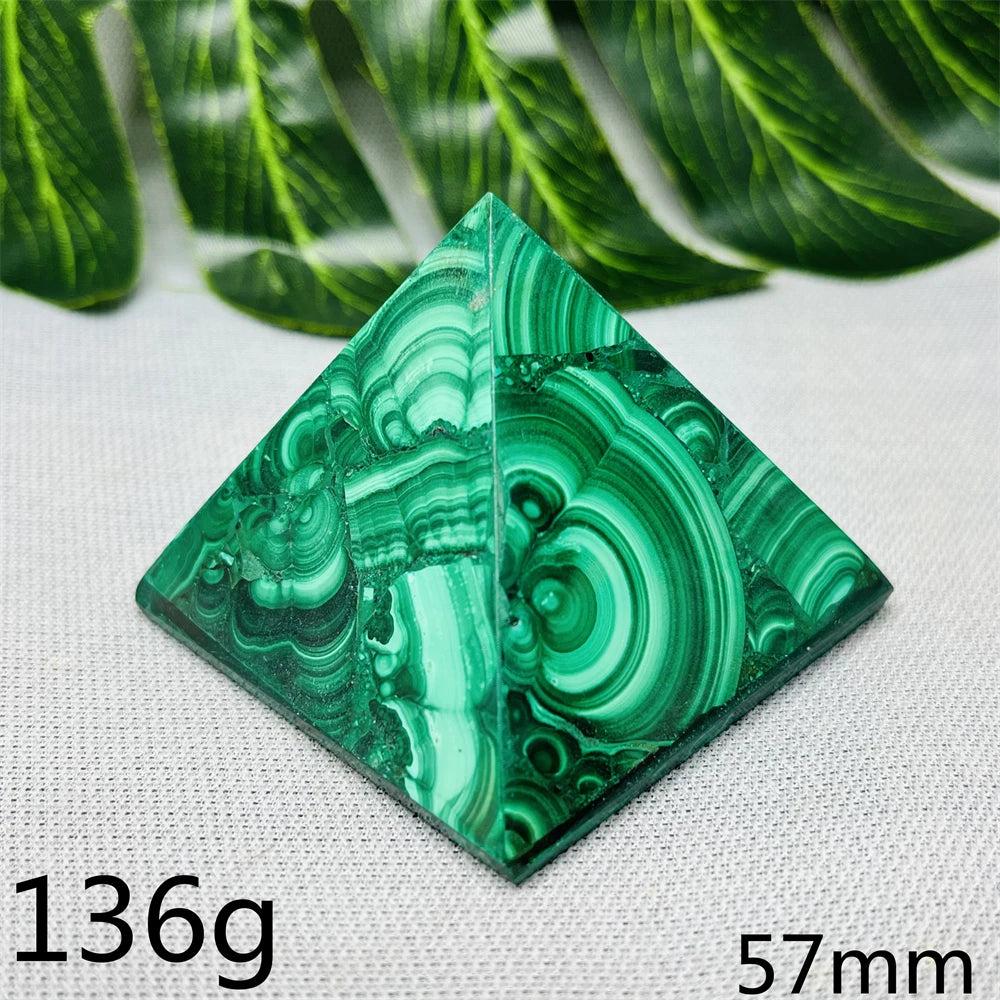 Malachite Crystal Pyramid Handcrafted Sacred Geometry