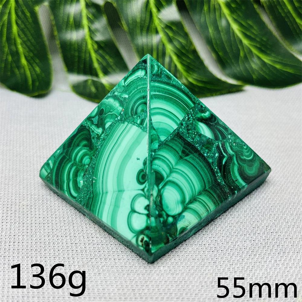 Malachite Crystal Pyramid Handcrafted Sacred Geometry