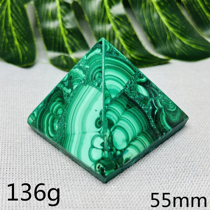 Malachite Crystal Pyramid Handcrafted Sacred Geometry