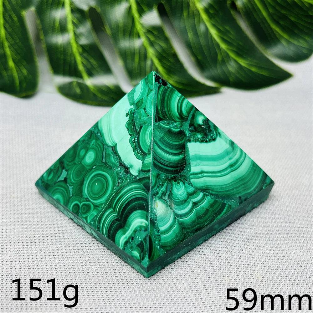 Malachite Crystal Pyramid Handcrafted Sacred Geometry