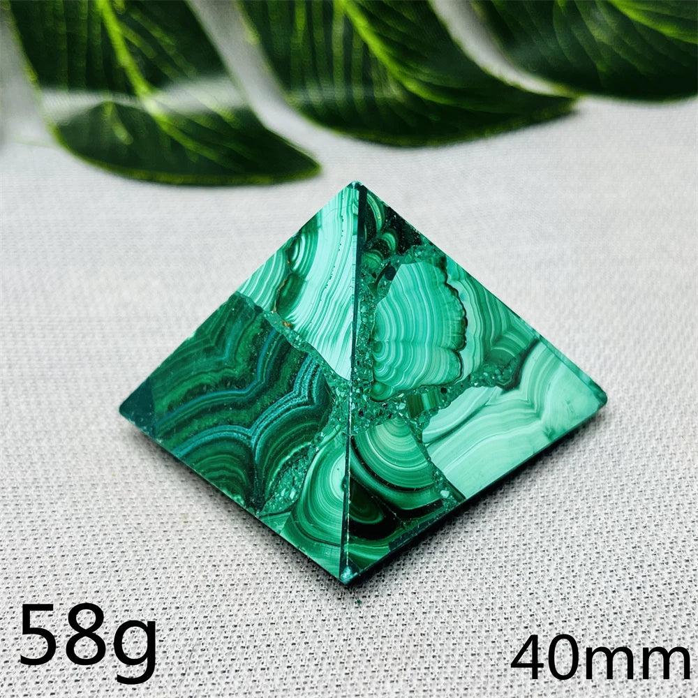 Malachite Crystal Pyramid Handcrafted Sacred Geometry
