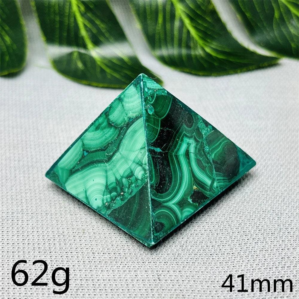 Malachite Crystal Pyramid Handcrafted Sacred Geometry