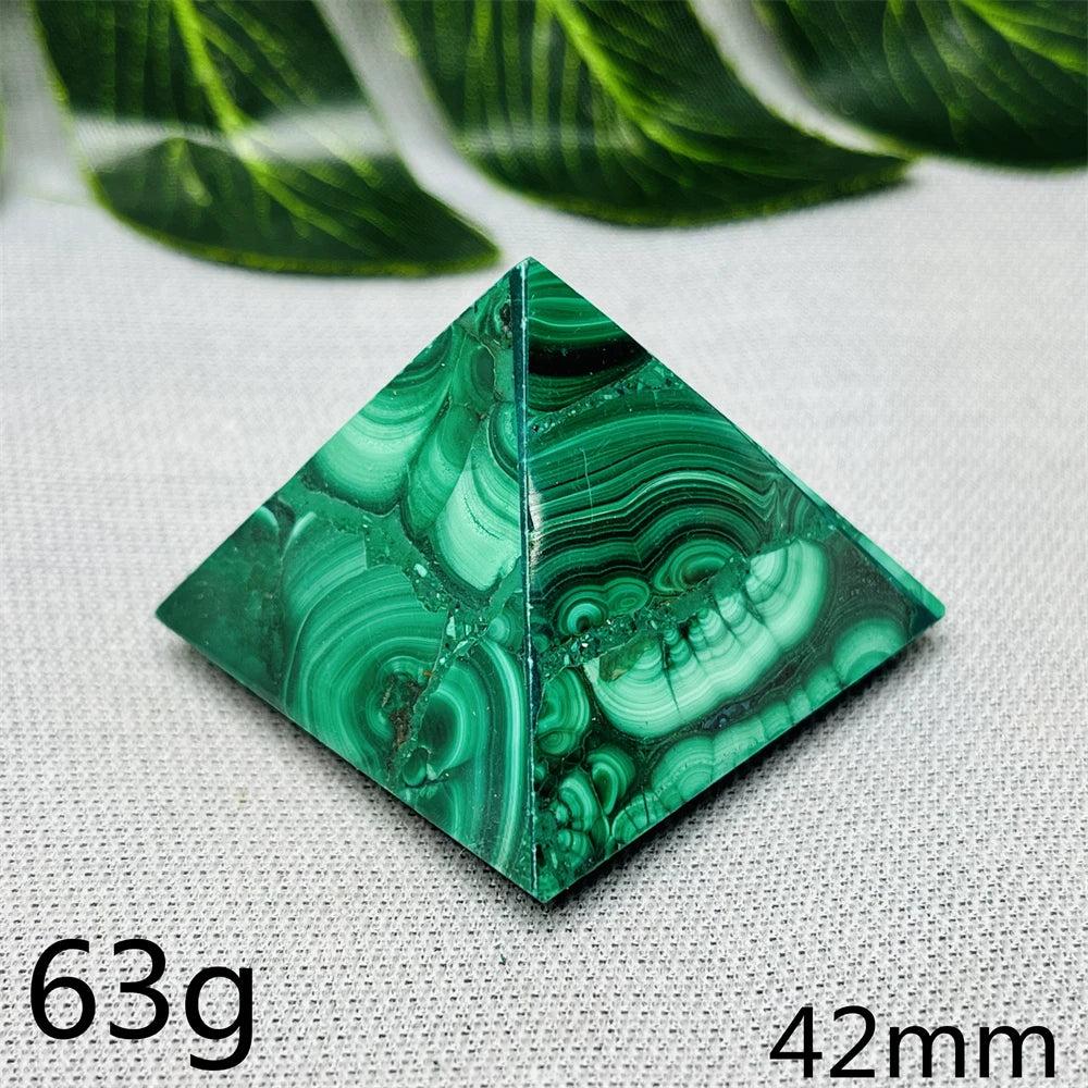 Malachite Crystal Pyramid Handcrafted Sacred Geometry