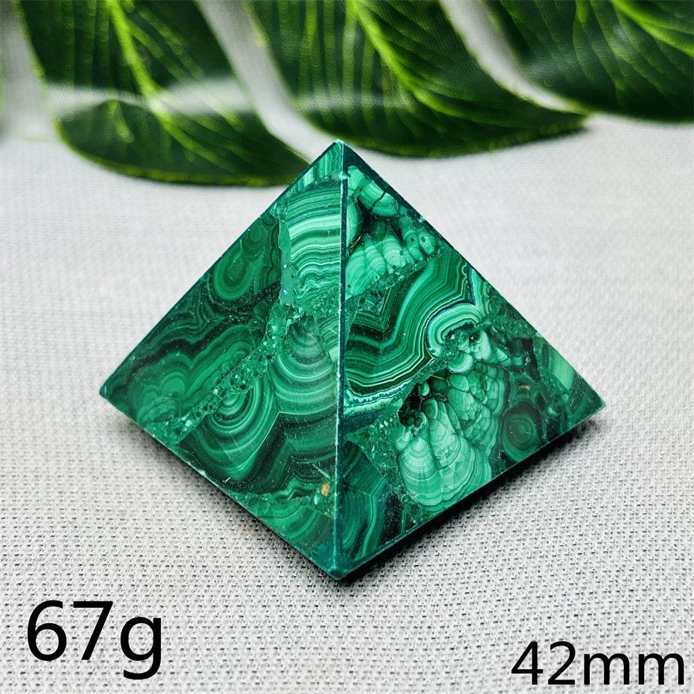 Malachite Crystal Pyramid Handcrafted Sacred Geometry