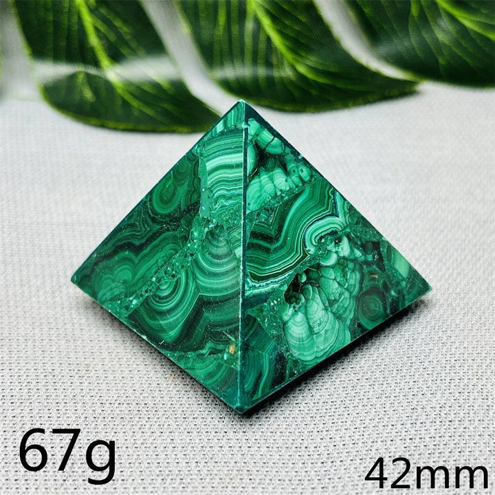 Malachite Crystal Pyramid Handcrafted Sacred Geometry