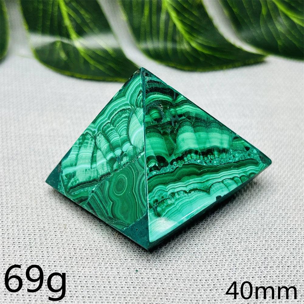 Malachite Crystal Pyramid Handcrafted Sacred Geometry
