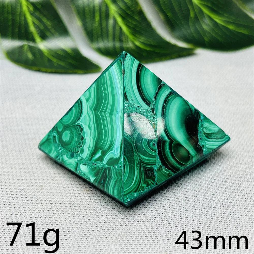 Malachite Crystal Pyramid Handcrafted Sacred Geometry