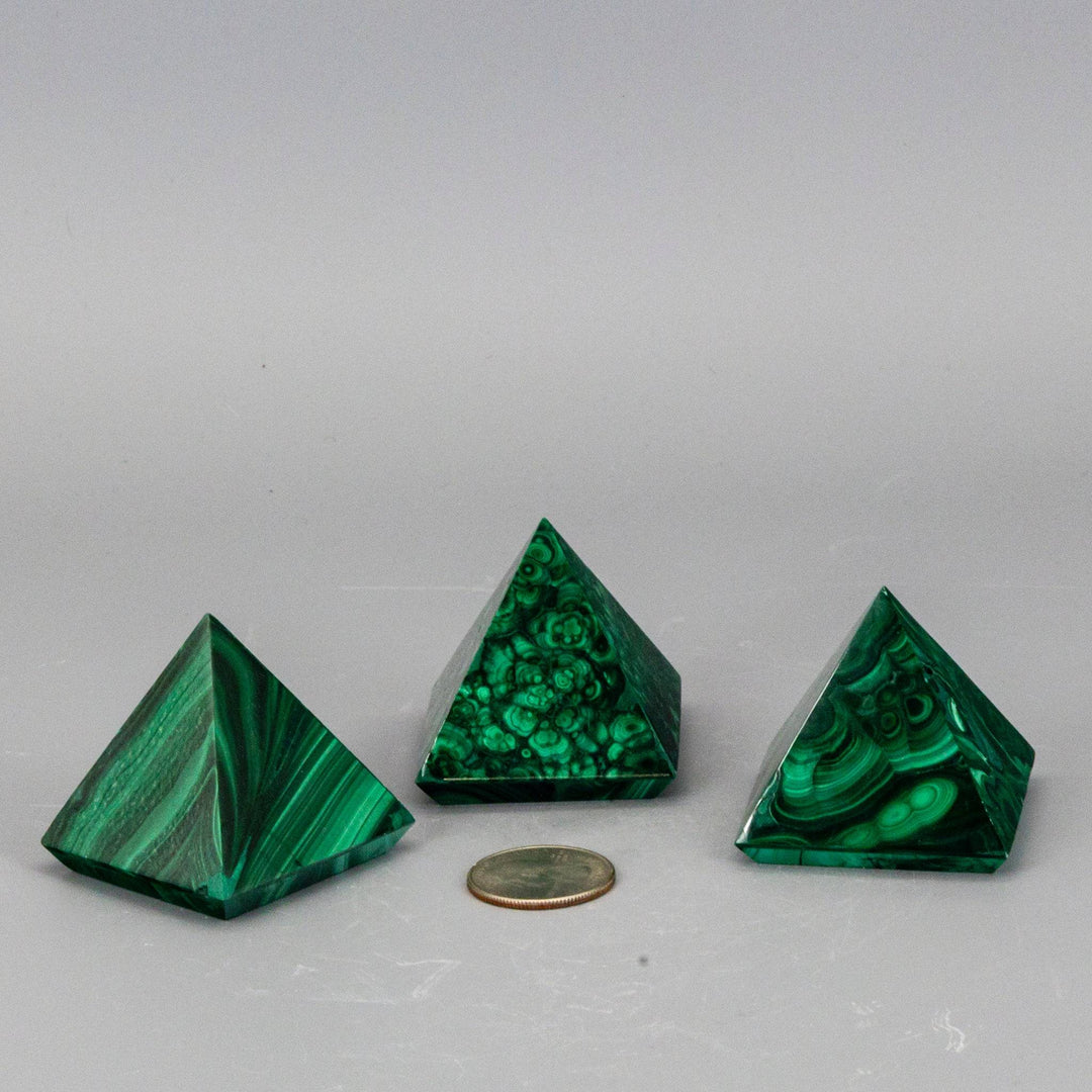 Malachite Pyramid, High Quality Crystal-Pyramids-Crystal Destiny-Malachite-128g - 1.75"W x 1.75"L x 1.75"H-Crystal Destiny