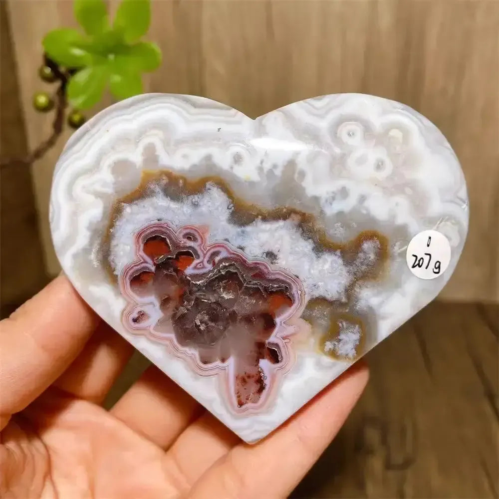 Mexican Agate Crystal Heart-Hearts-Crystal Destiny-Mexican Agate-207g 88mm-Crystal Destiny
