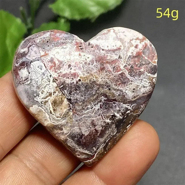 Mexican Striped Agate Crystal Heart, 54g, with warm earthy tones and distinctive parallel striping, for grounding and love.