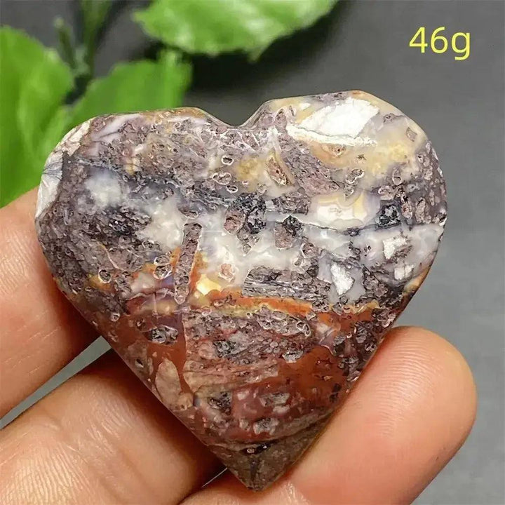 Mexican Striped Agate Crystal Heart: Polished, banded chalcedony in warm earthy tones for grounding and love.