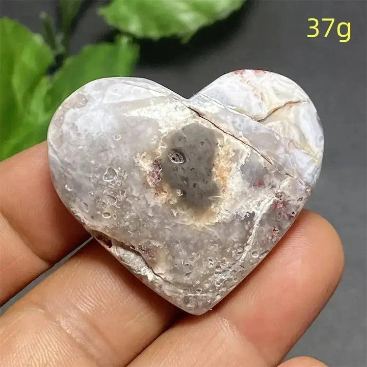 Mexican Striped Agate Crystal Heart, 37g, with warm earthy tones and distinctive parallel striping for grounding and love.