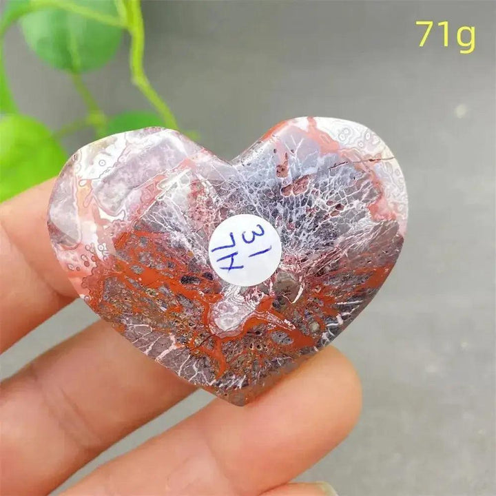 Mexican Striped Agate Crystal Heart, 71g, with warm earthy tones and distinctive parallel striping for grounding and love.