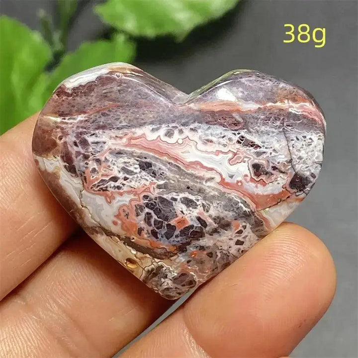 Mexican Striped Agate Crystal Heart: Hand-polished, banded chalcedony with warm earthy tones, grounding and balancing.