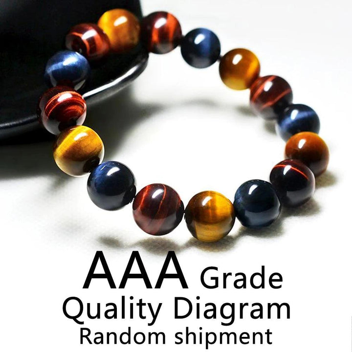 Mixed color Tiger Eye beaded bracelet featuring AAA grade 8mm stones with a shimmering, polished finish for healing.