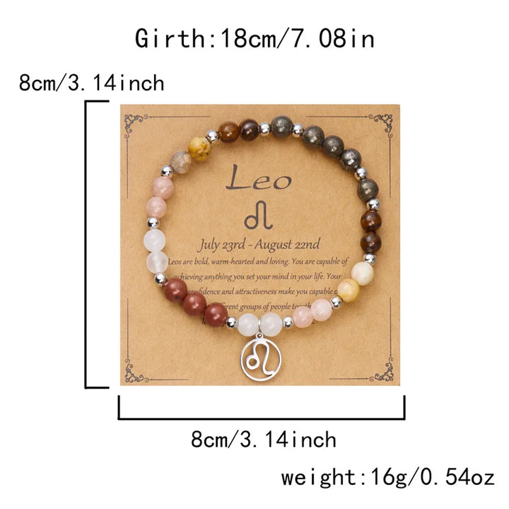 Mixed Gemstone Zodiac Sign Bead Bracelet