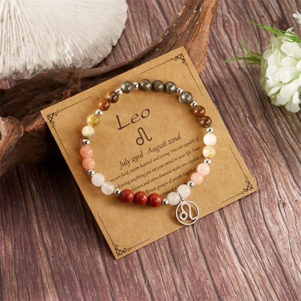 Mixed Gemstone Zodiac Sign Bead Bracelet