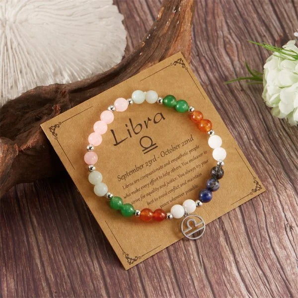 Mixed Gemstone Zodiac Sign Bead Bracelet