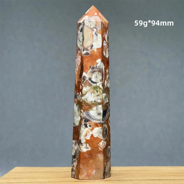 Money Agate Obelisk Natural Mineral Quartz Handicraft Spiritual Meditation Healing Witchcraft Energy Home Decoration Gift