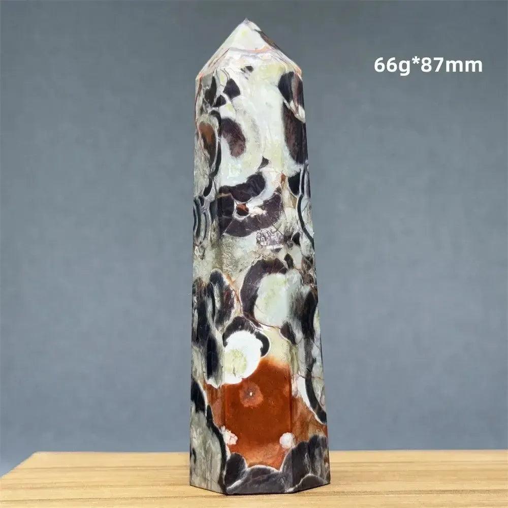 Money Agate Obelisk Natural Mineral Quartz Handicraft Spiritual Meditation Healing Witchcraft Energy Home Decoration Gift
