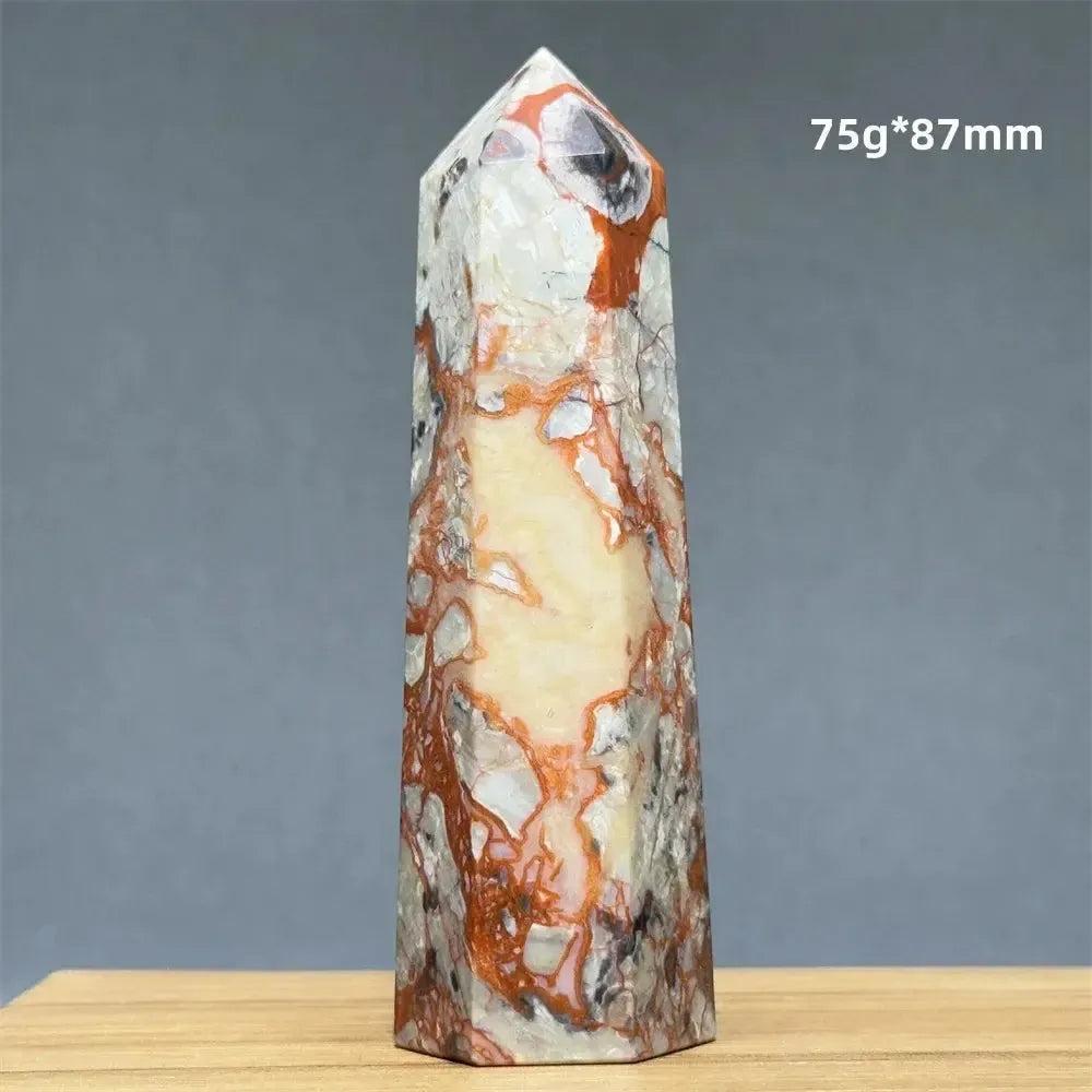 Money Agate Obelisk Natural Mineral Quartz Handicraft Spiritual Meditation Healing Witchcraft Energy Home Decoration Gift