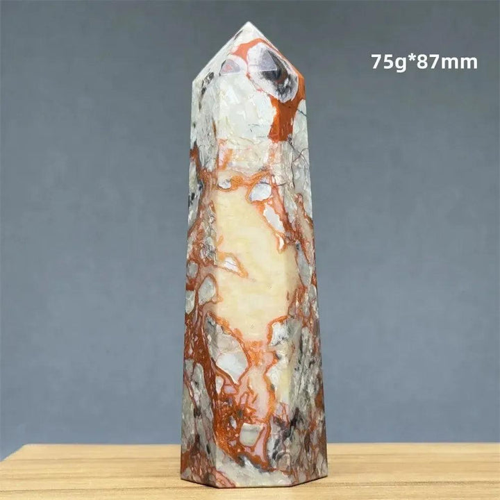 Money Agate Obelisk Natural Mineral Quartz Handicraft Spiritual Meditation Healing Witchcraft Energy Home Decoration Gift