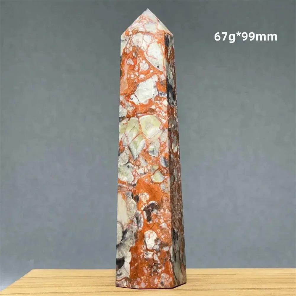 Money Agate Obelisk Natural Mineral Quartz Handicraft Spiritual Meditation Healing Witchcraft Energy Home Decoration Gift