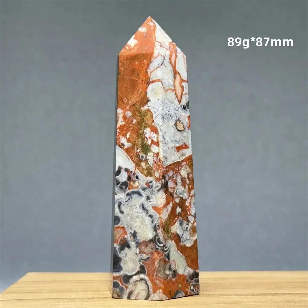 Money Agate Obelisk Natural Mineral Quartz Handicraft Spiritual Meditation Healing Witchcraft Energy Home Decoration Gift