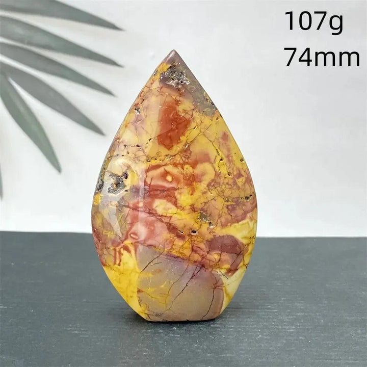 Polished Mookaite Jasper torch freeform from Crystal Destiny, featuring swirling burgundy, mustard, and cream colors.