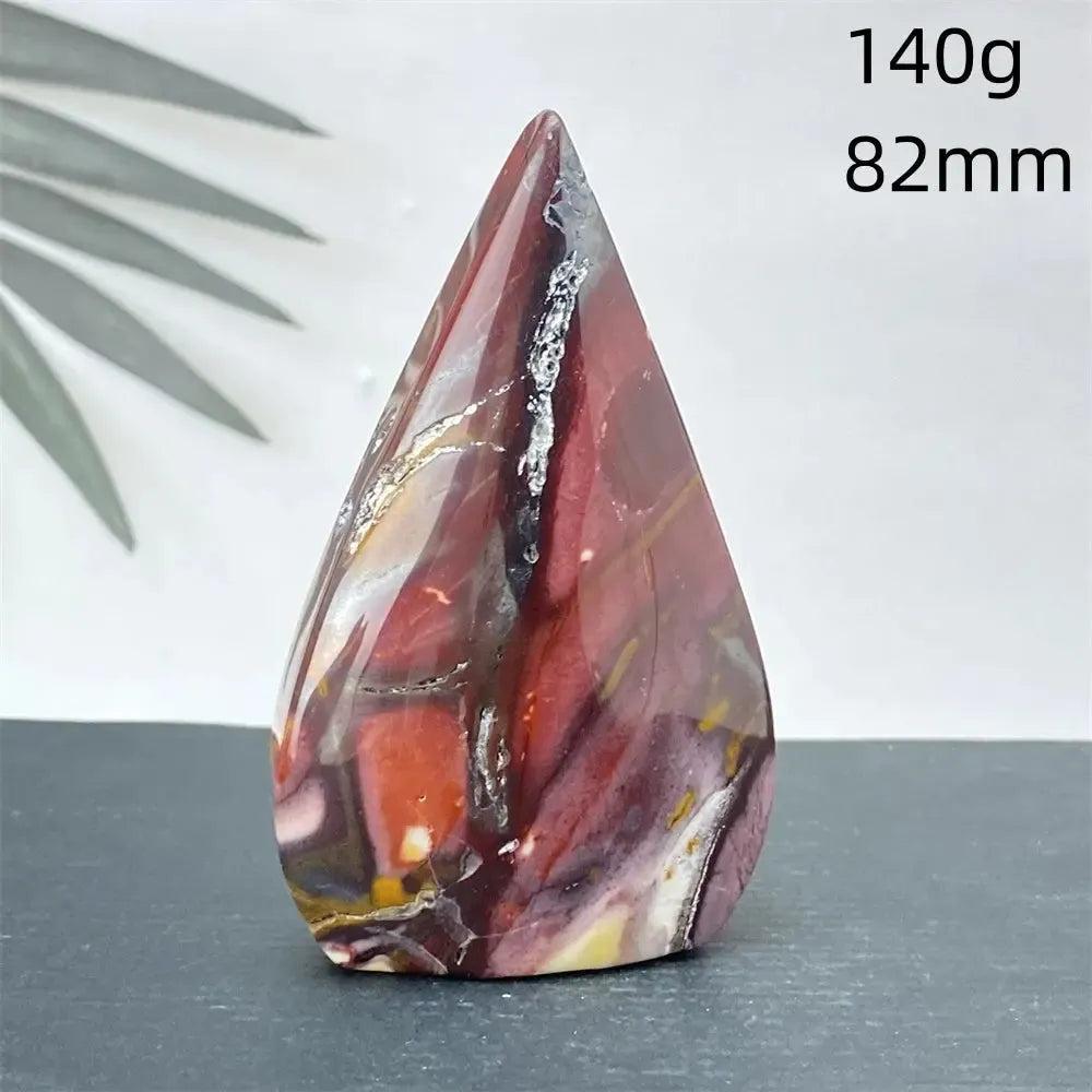 Polished Mookaite Jasper torch freeform from Crystal Destiny, featuring deep burgundy, mustard, cream, and rust swirls.