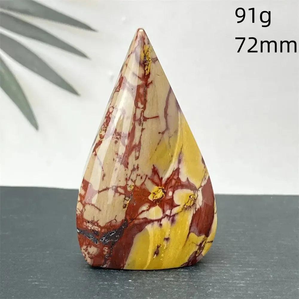 Polished Mookaite Jasper torch freeform from Crystal Destiny, featuring vibrant burgundy, mustard, and cream swirls.