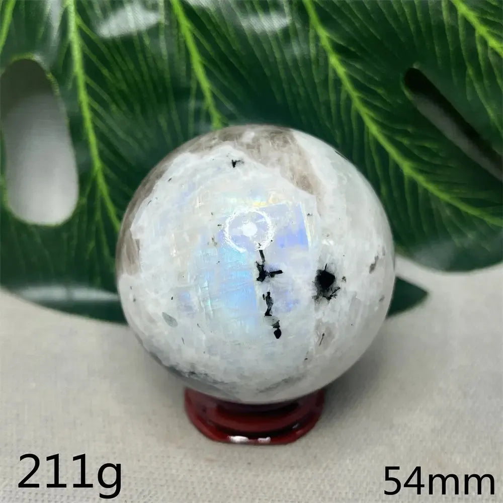 Moonstone Black Tourmaline Crystal Sphere-Spheres-Crystal Destiny-Moonstone-Weight 211g-Crystal Destiny