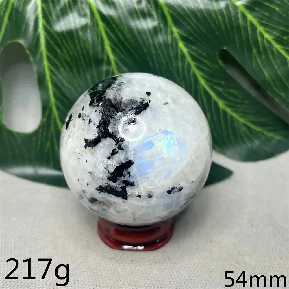 Moonstone Black Tourmaline Crystal Sphere-Spheres-Crystal Destiny-Moonstone-Weight 217g-Crystal Destiny