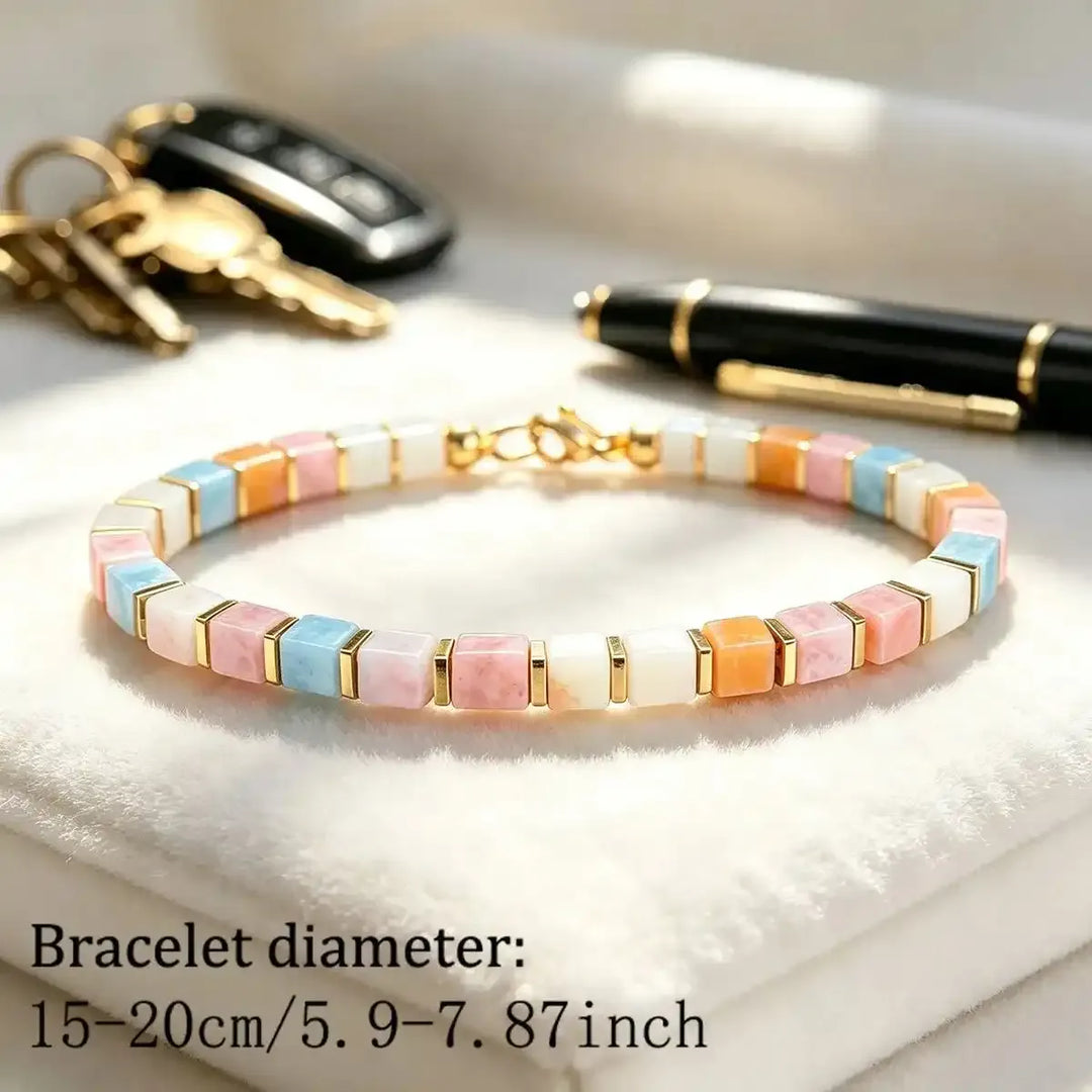 Morganite Square Bead Bracelet